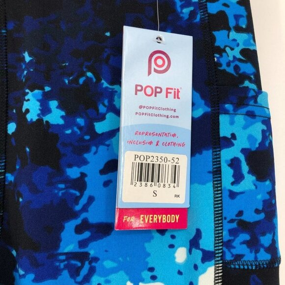 POP Fit Blue camo  Print Workout Leggings pockets - Picture 6 of 10
